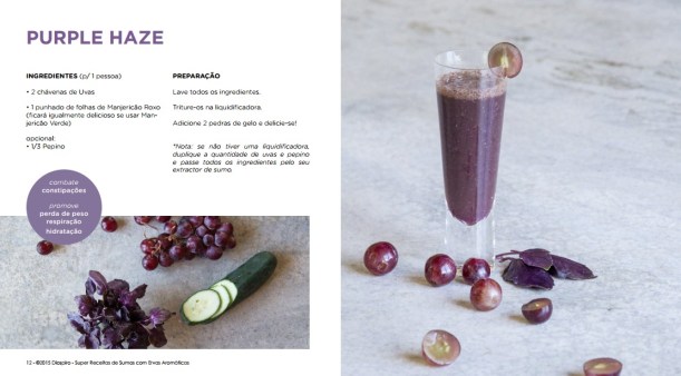 Sumo detox com uva, manjericão e pepino